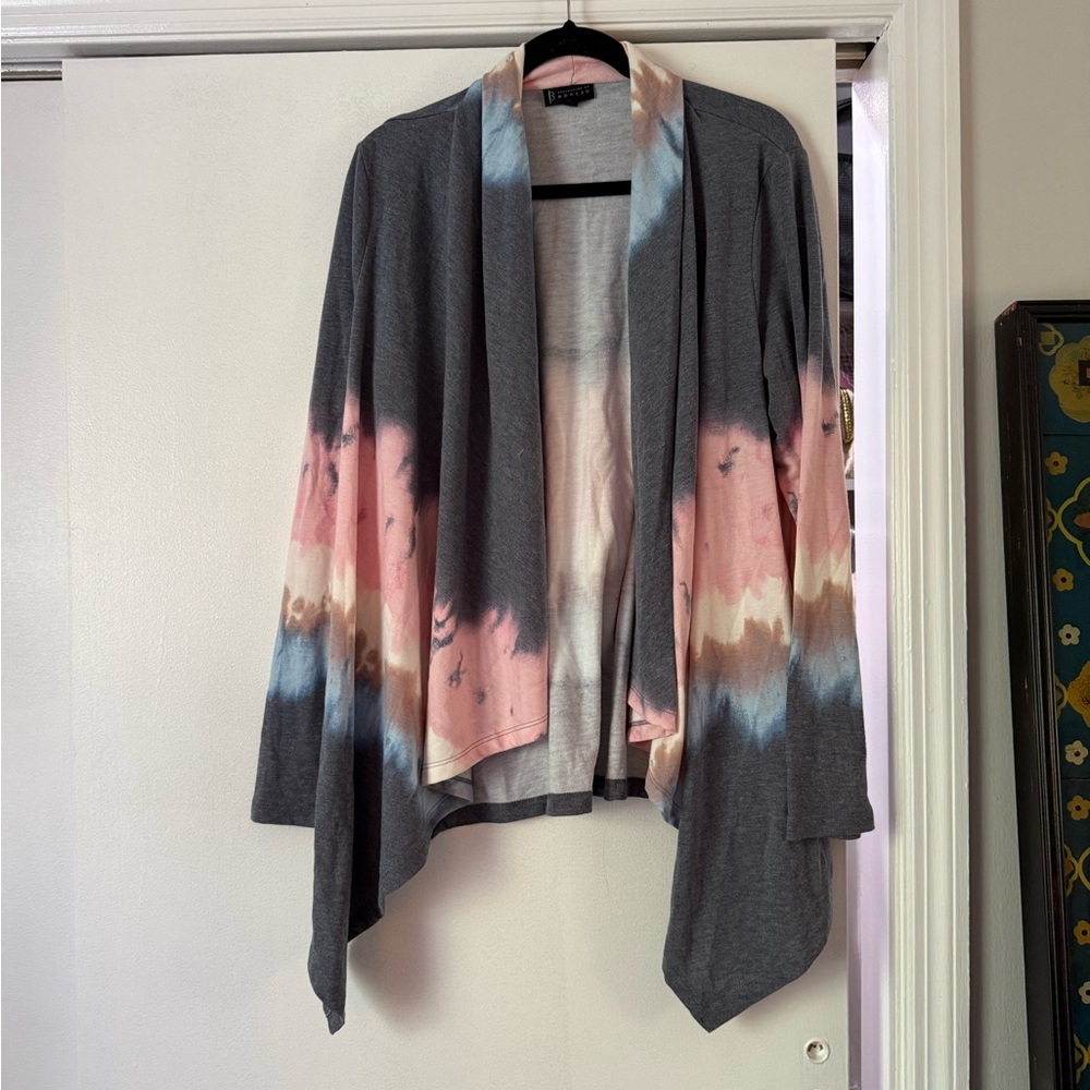 Bobeau Tie-Dye Open Cardigan